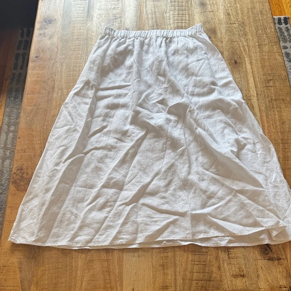 Eileen Fisher linen white flare midi A-Line Women's Skirt NWOT SMALL - Picture 6 of 6